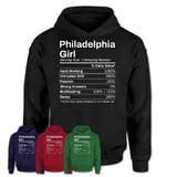 Philadelphia Girl Pennsylvania Nutrition Facts Proud Vintage Sport Born Living City Home Roots USA Gift Women T-Shirt