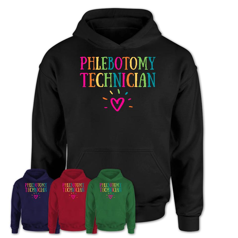 Phlebotomy Technician Rainbow Lettering Heart Shirt, Employee Appreciation Gifts