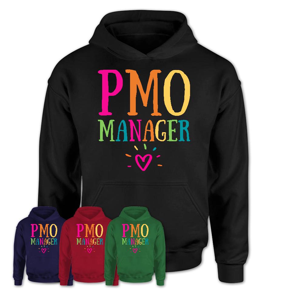 Pmo Manager Rainbow Lettering Heart Shirt, Employee Appreciation Gifts