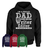 Proud Dad of A Freaking Awesome Daughter Writer Editor Shirt, Father Day Gift from Daughter, Funny Shirt For Dad