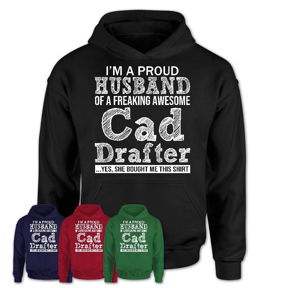 Proud Husband of A Freaking Awesome Cad Drafter Wife Shirt, Husband Valentine Gift, Anniversary Couple Shirt