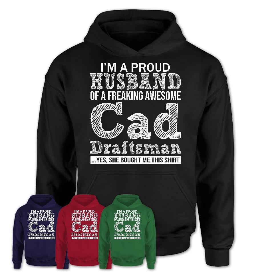 Proud Husband of A Freaking Awesome Cad Draftsman Wife Shirt, Husband Valentine Gift, Anniversary Couple Shirt