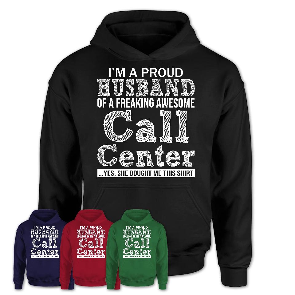 Proud Husband of A Freaking Awesome Call Center Wife Shirt, Husband Valentine Gift, Anniversary Couple Shirt
