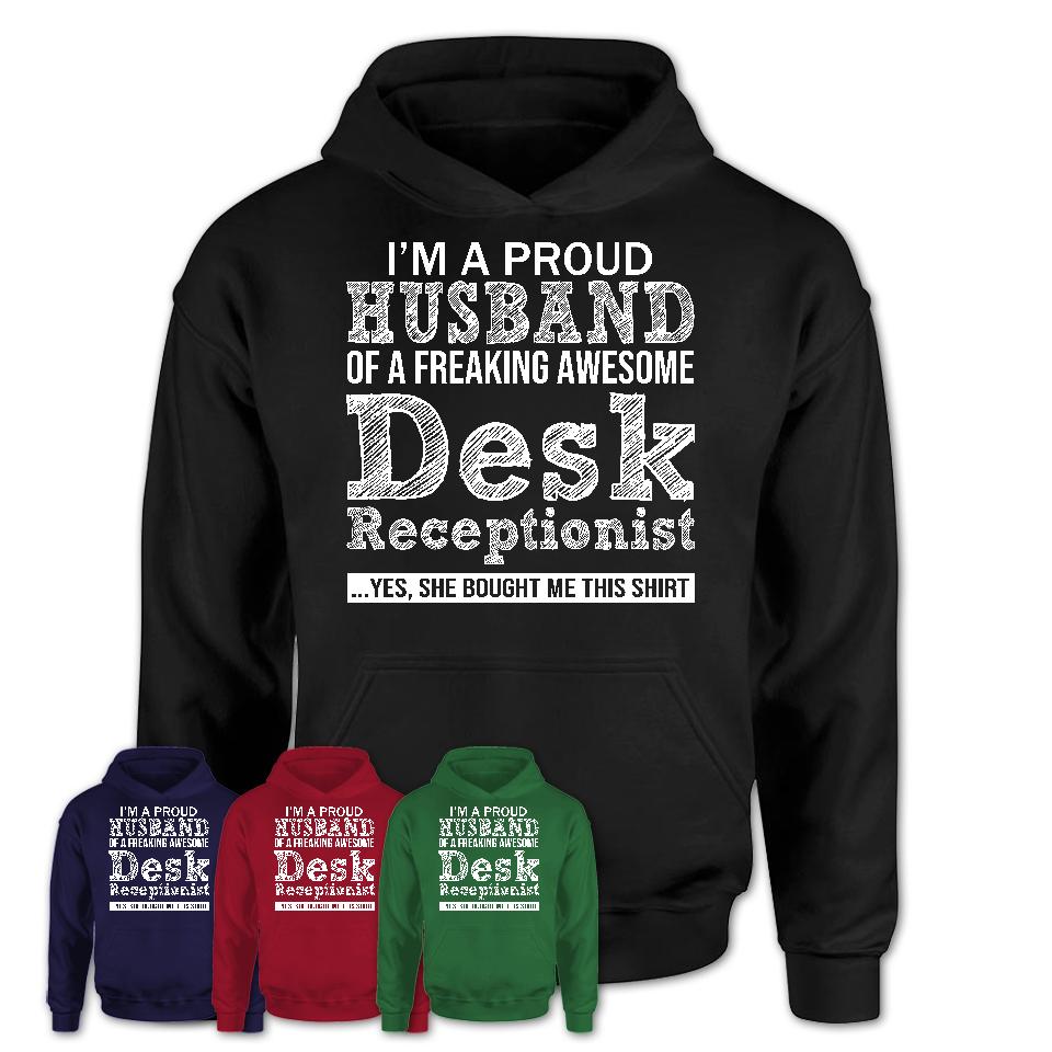 Proud Husband of A Freaking Awesome Desk Receptionist Wife Shirt, Husband Valentine Gift, Anniversary Couple Shirt