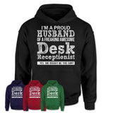 Proud Husband of A Freaking Awesome Desk Receptionist Wife Shirt, Husband Valentine Gift, Anniversary Couple Shirt