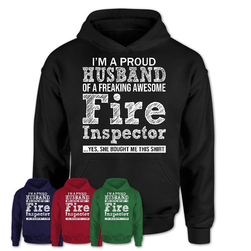 Proud Husband of A Freaking Awesome Fire Inspector Wife Shirt, Husband Valentine Gift, Anniversary Couple Shirt