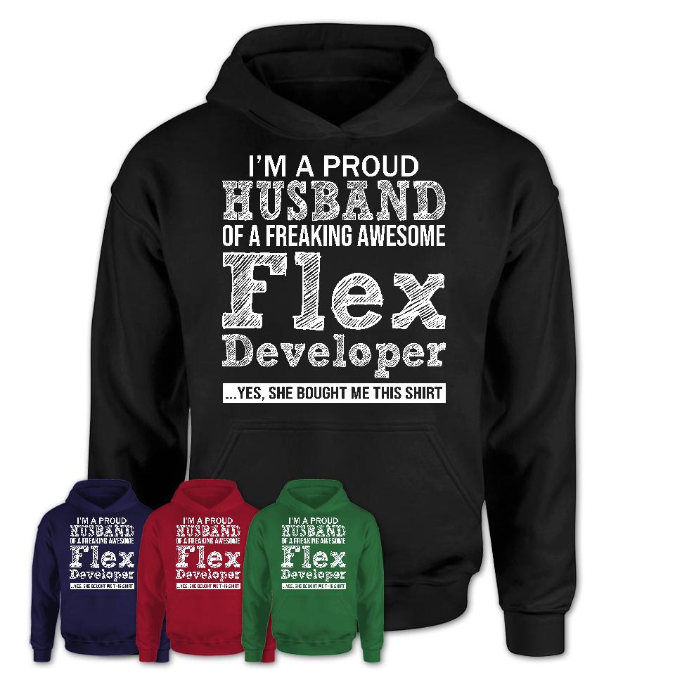 Proud Husband of A Freaking Awesome Flex Developer Wife Shirt, Husband Valentine Gift, Anniversary Couple Shirt