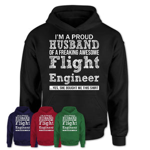 Proud Husband of A Freaking Awesome Flight Engineer Wife Shirt, Husband Valentine Gift, Anniversary Couple Shirt