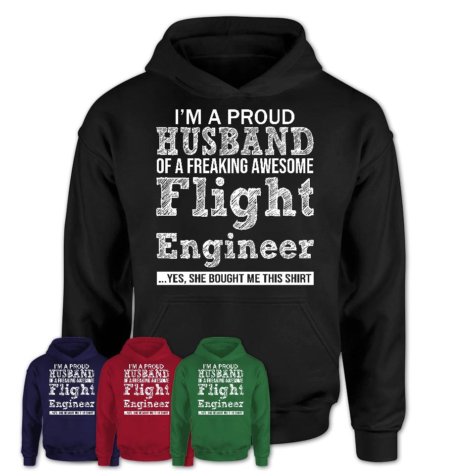 Proud Husband of A Freaking Awesome Flight Engineer Wife Shirt, Husband Valentine Gift, Anniversary Couple Shirt