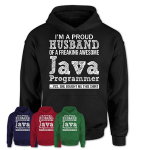 Proud Husband of A Freaking Awesome Java Programmer Wife Shirt, Husband Valentine Gift, Anniversary Couple Shirt