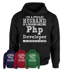 Proud Husband of A Freaking Awesome Php Developer Wife Shirt, Husband Valentine Gift, Anniversary Couple Shirt
