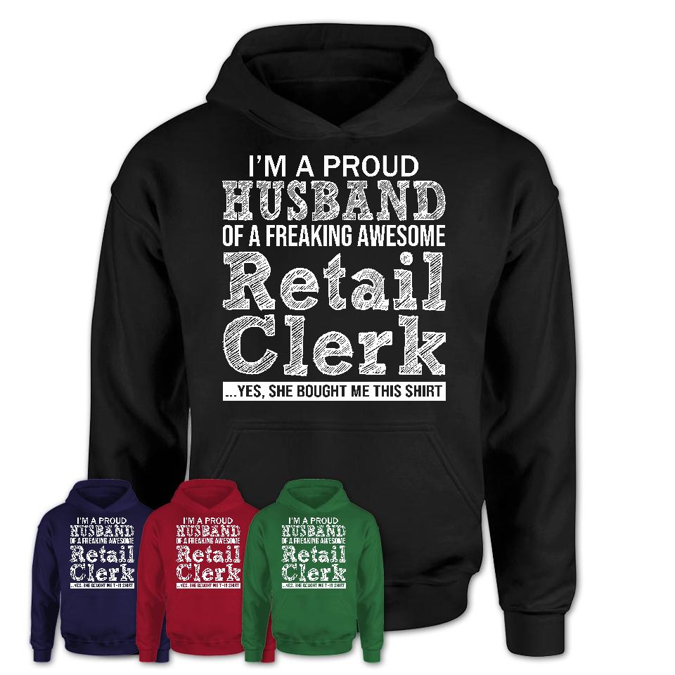 Proud Husband of A Freaking Awesome Retail Clerk Wife Shirt, Husband Valentine Gift, Anniversary Couple Shirt