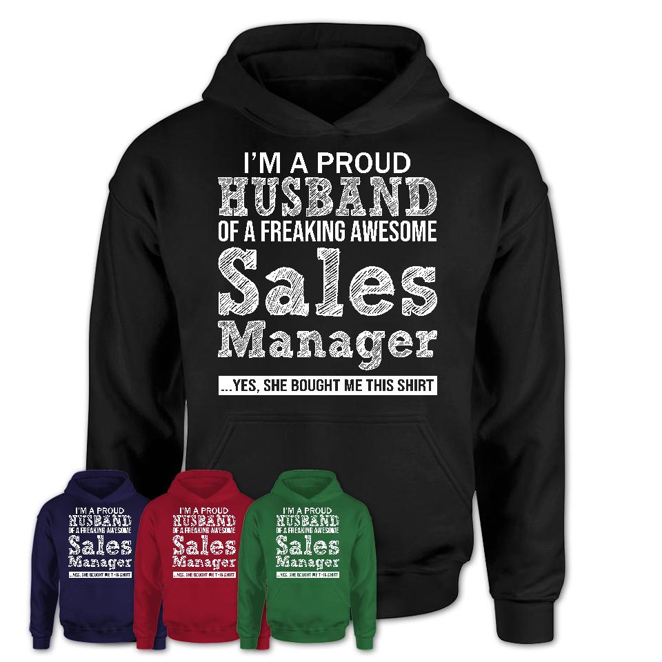 Proud Husband of A Freaking Awesome Sales Manager Wife Shirt, Husband Valentine Gift, Anniversary Couple Shirt