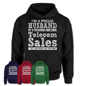 Proud Husband of A Freaking Awesome Telecom Sales Wife Shirt, Husband Valentine Gift, Anniversary Couple Shirt