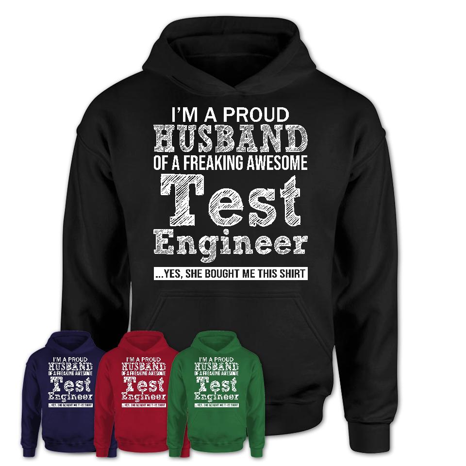 Proud Husband of A Freaking Awesome Test Engineer Wife Shirt, Husband Valentine Gift, Anniversary Couple Shirt