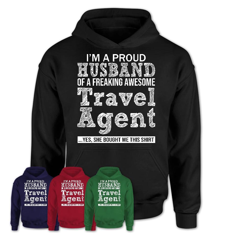 Proud Husband of A Freaking Awesome Travel Agent Wife Shirt, Husband Valentine Gift, Anniversary Couple Shirt