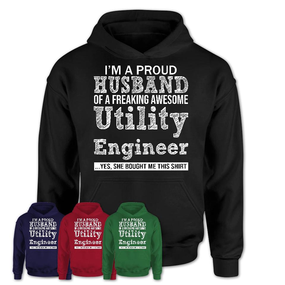 Proud Husband of A Freaking Awesome Utility Engineer Wife Shirt, Husband Valentine Gift, Anniversary Couple Shirt