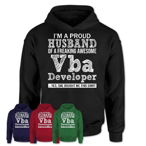 Proud Husband of A Freaking Awesome Vba Developer Wife Shirt, Husband Valentine Gift, Anniversary Couple Shirt