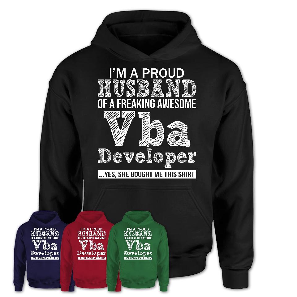 Proud Husband of A Freaking Awesome Vba Developer Wife Shirt, Husband Valentine Gift, Anniversary Couple Shirt