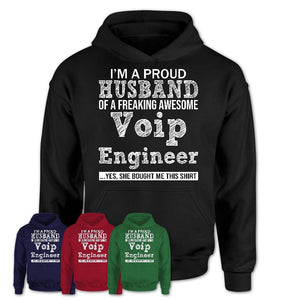 Proud Husband of A Freaking Awesome Voip Engineer Wife Shirt, Husband Valentine Gift, Anniversary Couple Shirt
