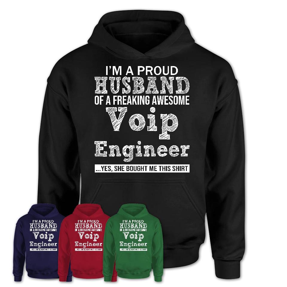 Proud Husband of A Freaking Awesome Voip Engineer Wife Shirt, Husband Valentine Gift, Anniversary Couple Shirt