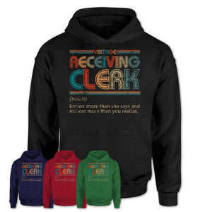 Receiving Clerk Definition Vintage Retro Colors Shirt, Coworker Birthday Gift TShirt