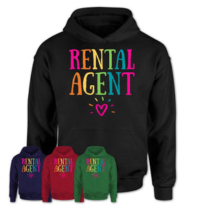 Rental Agent Rainbow Lettering Heart Shirt, Employee Appreciation Gifts
