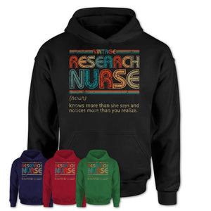 Research Nurse Definition Vintage Retro Colors Shirt, Coworker Birthday Gift TShirt