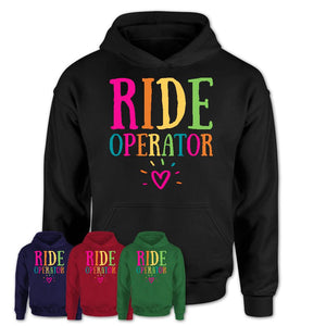 Ride Operator Rainbow Lettering Heart Shirt, Employee Appreciation Gifts