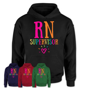 Rn Supervisor Rainbow Lettering Heart Shirt, Employee Appreciation Gifts