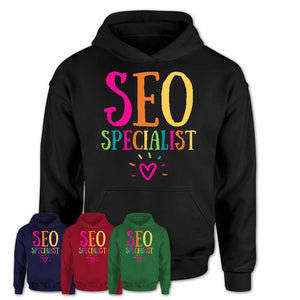 SEO Specialist Rainbow Lettering Heart Shirt, Employee Appreciation Gifts