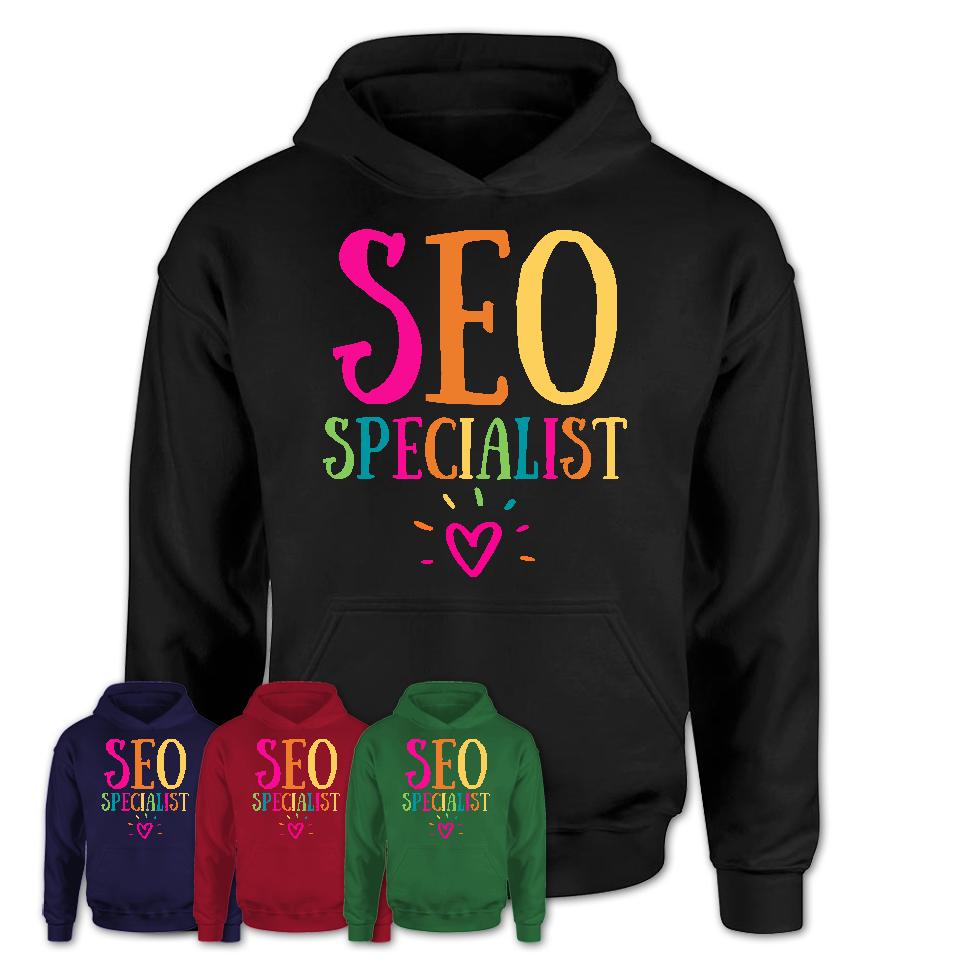 SEO Specialist Rainbow Lettering Heart Shirt, Employee Appreciation Gifts