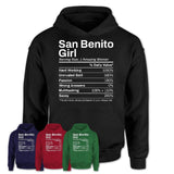 San Benito Girl Texas Nutrition Facts Proud Vintage Sport Born Living City Home Roots USA Gift Women T-Shirt