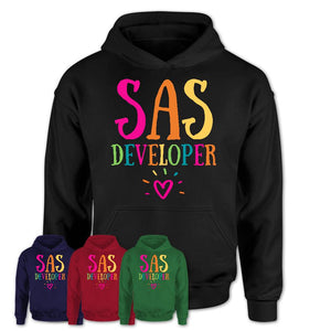Sas Developer Rainbow Lettering Heart Shirt, Employee Appreciation Gifts