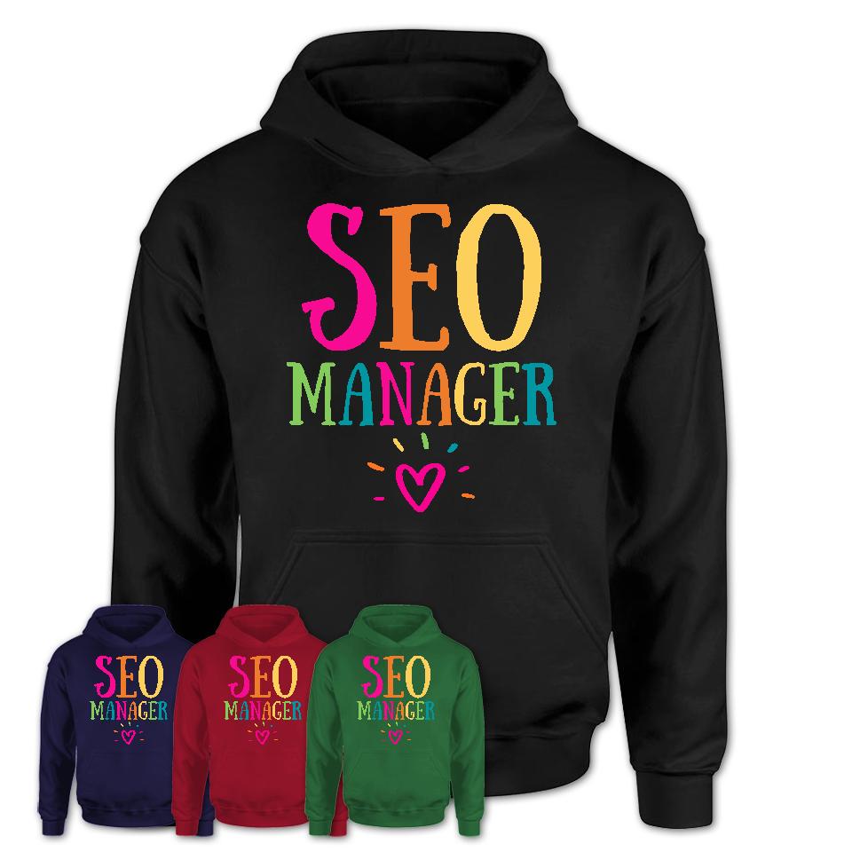 Seo Manager Rainbow Lettering Heart Shirt, Employee Appreciation Gifts