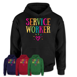 Service Worker Rainbow Lettering Heart Shirt, Employee Appreciation Gifts