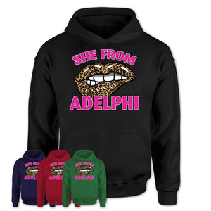 She From Adelphi Maryland Gift Cheetah Leopard Sexy Lips Shirt