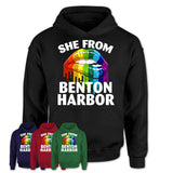 She From Benton Harbor Michigan T-Shirt LGBT Pride Sexy Lips Gift Shirt