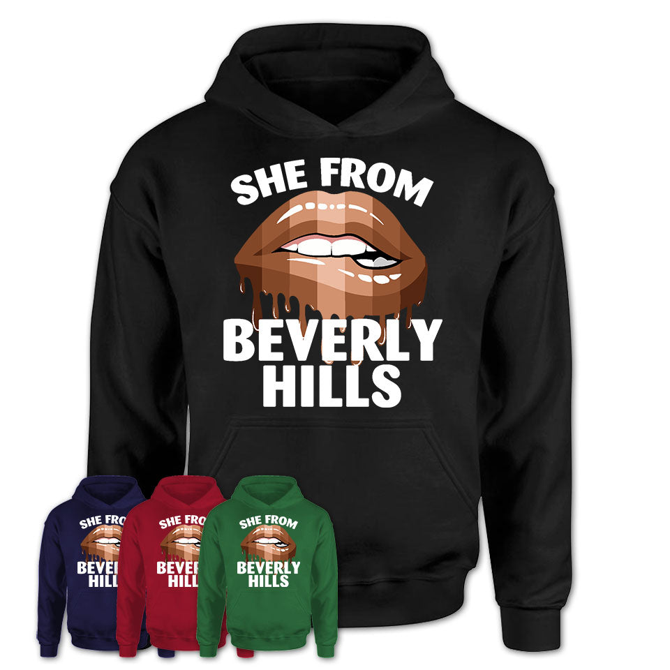 She From Beverly Hills California T-Shirt Black Lives Matter Sexy Lips Girl Shirt