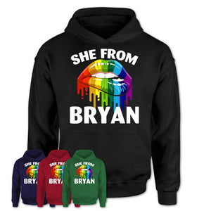 She From Bryan Texas T-Shirt LGBT Pride Sexy Lips Gift Shirt