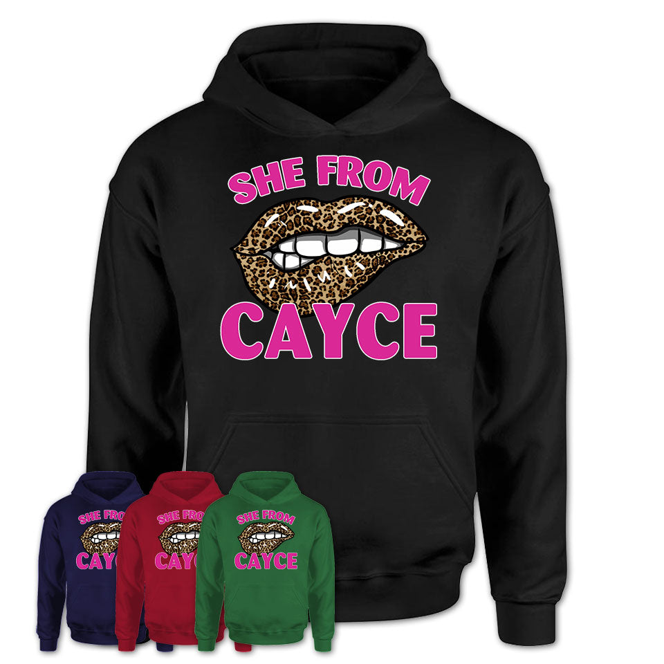She From Cayce South Carolina Gift Cheetah Leopard Sexy Lips Shirt