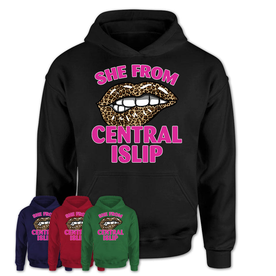 She From Central Islip New York Gift Cheetah Leopard Sexy Lips Shirt