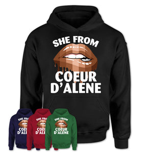 She From Coeur d'Alene Idaho T-Shirt Black Lives Matter Sexy Lips Girl Shirt