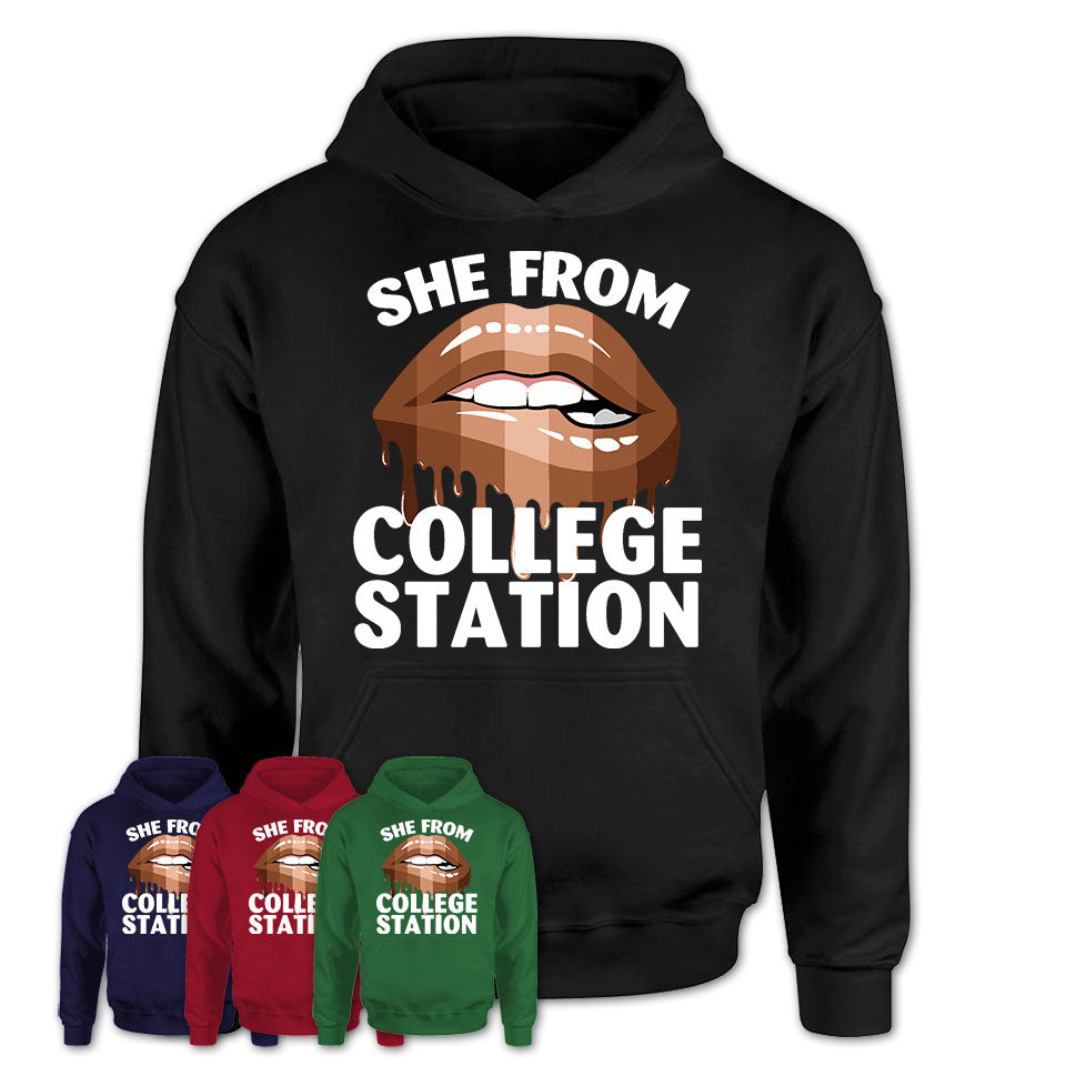 She From College Station Texas T-Shirt Black Lives Matter Sexy Lips Girl Shirt