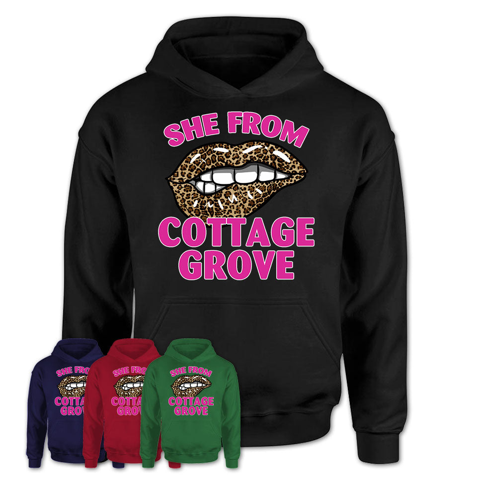 She From Cottage Grove Minnesota Gift Cheetah Leopard Sexy Lips Shirt