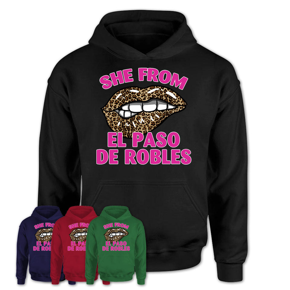 She From El Paso de Robles California Gift Cheetah Leopard Sexy Lips Shirt