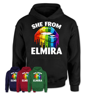 She From Elmira New York T-Shirt LGBT Pride Sexy Lips Gift Shirt