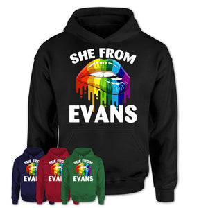 She From Evans Georgia T-Shirt LGBT Pride Sexy Lips Gift Shirt