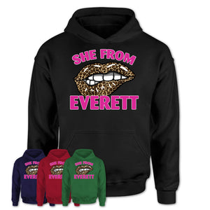 She From Everett Washington Gift Cheetah Leopard Sexy Lips Shirt