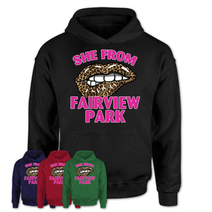 She From Fairview Park Ohio Gift Cheetah Leopard Sexy Lips Shirt